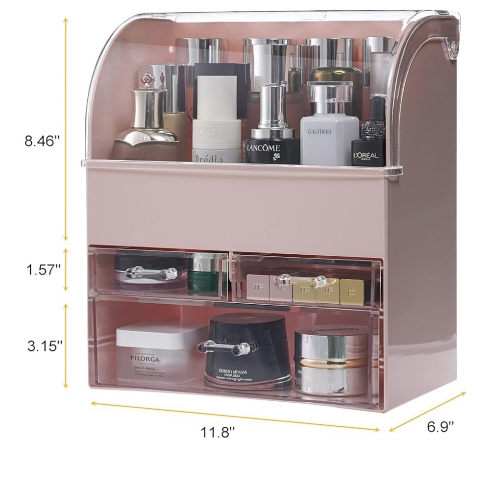 Moochi Pink Profesional Large  Cosmetic  Makeup Organizer Dust Water Proof